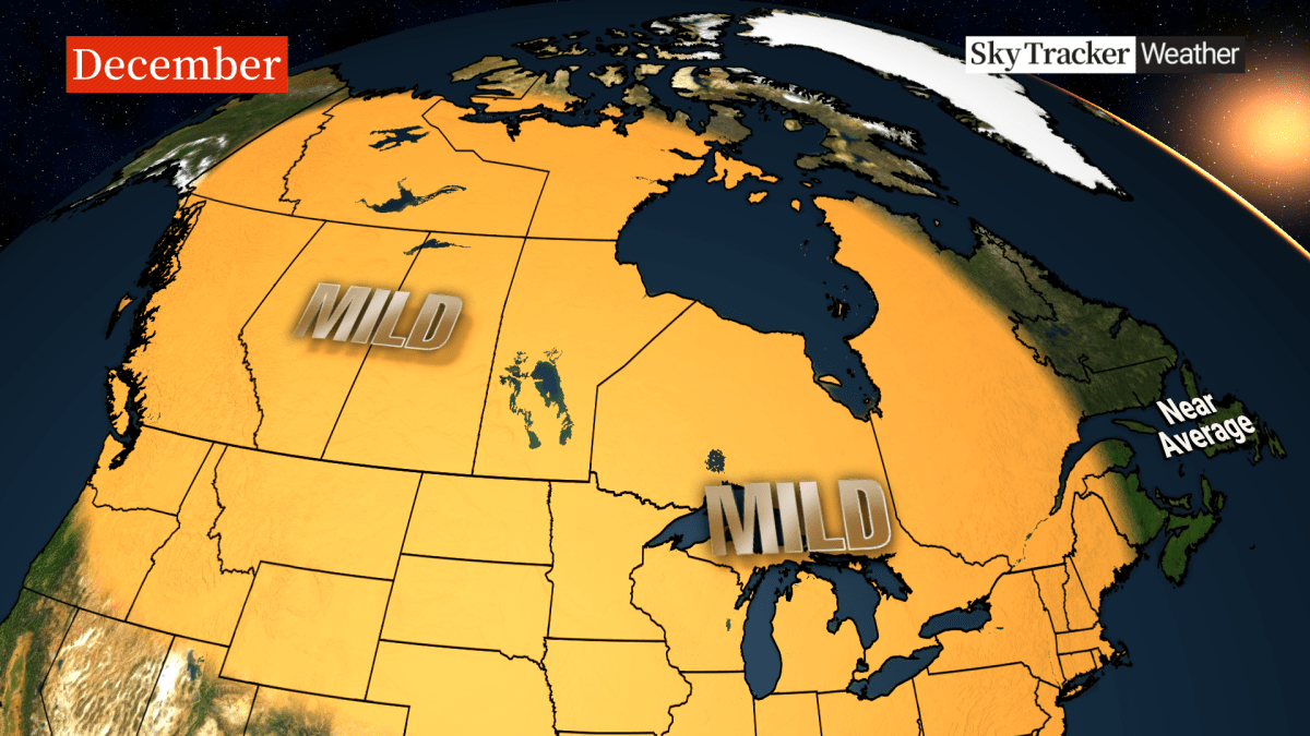 A map showing the forecasts for December weather.