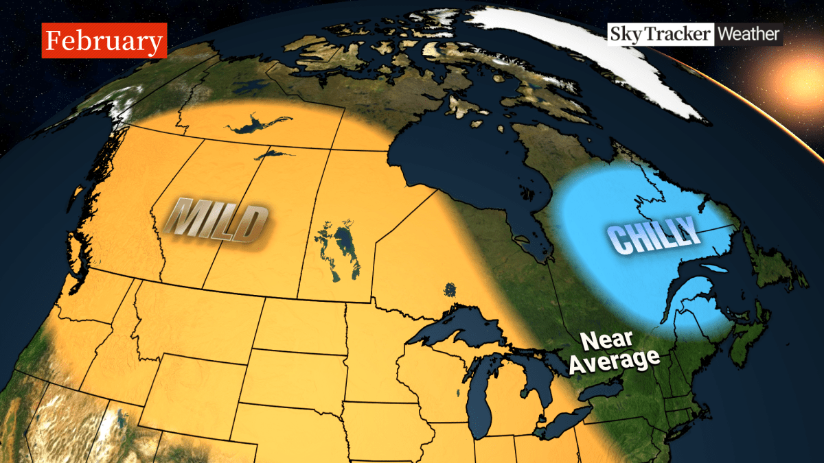 A map of the weather forecast for February.