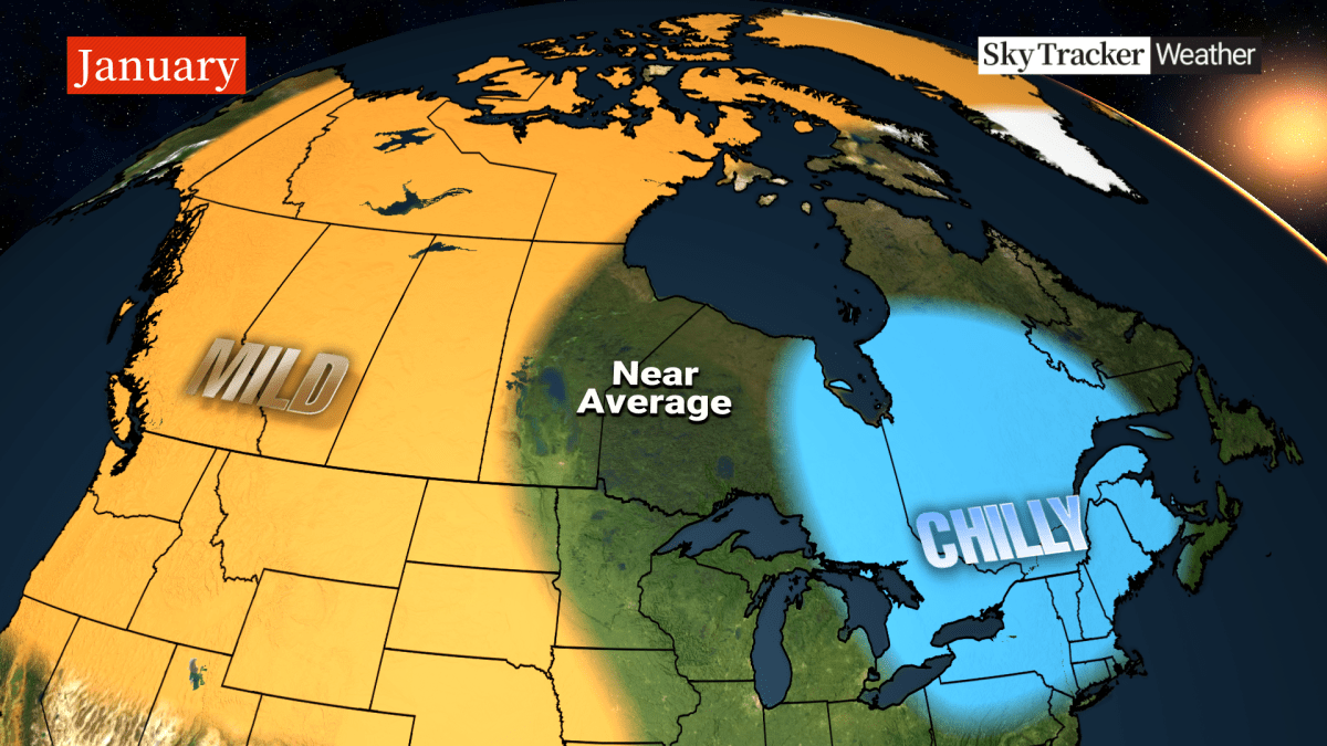A map showing the forecasts for January weather.