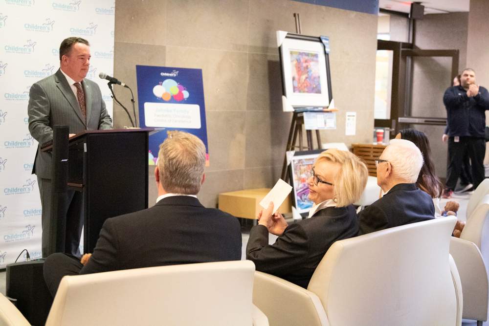 The donation from Dieter and Lyse Jahnke (pictured, middle right) is the largest in Children's Hospital history.