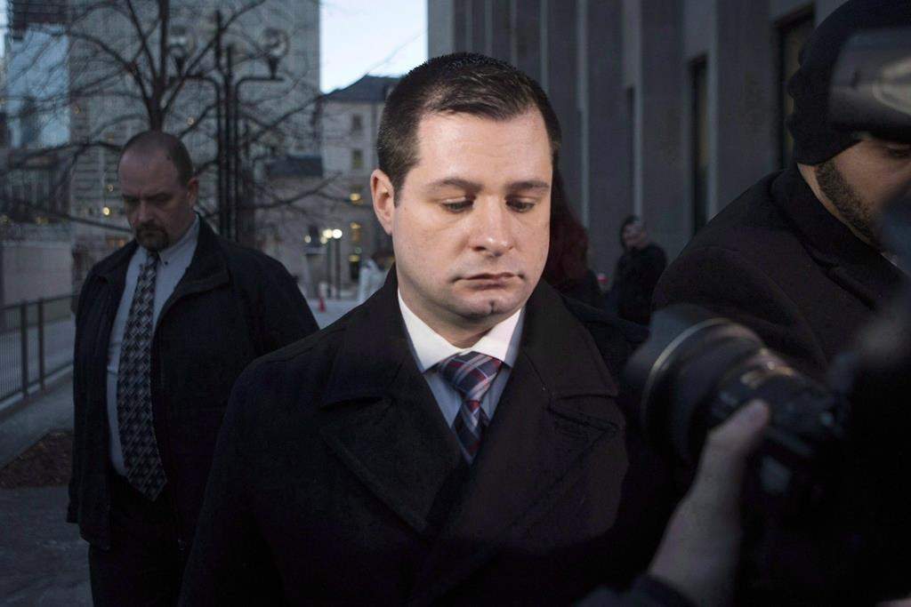 Const. James Forcillo leaves court in Toronto on Monday, Jan. 25, 2016. A former Toronto police officer who shot a teen on an empty streetcar more than a decade ago is taking the stand for a second day at a coroner's inquest. THE CANADIAN PRESS/Chris Young.