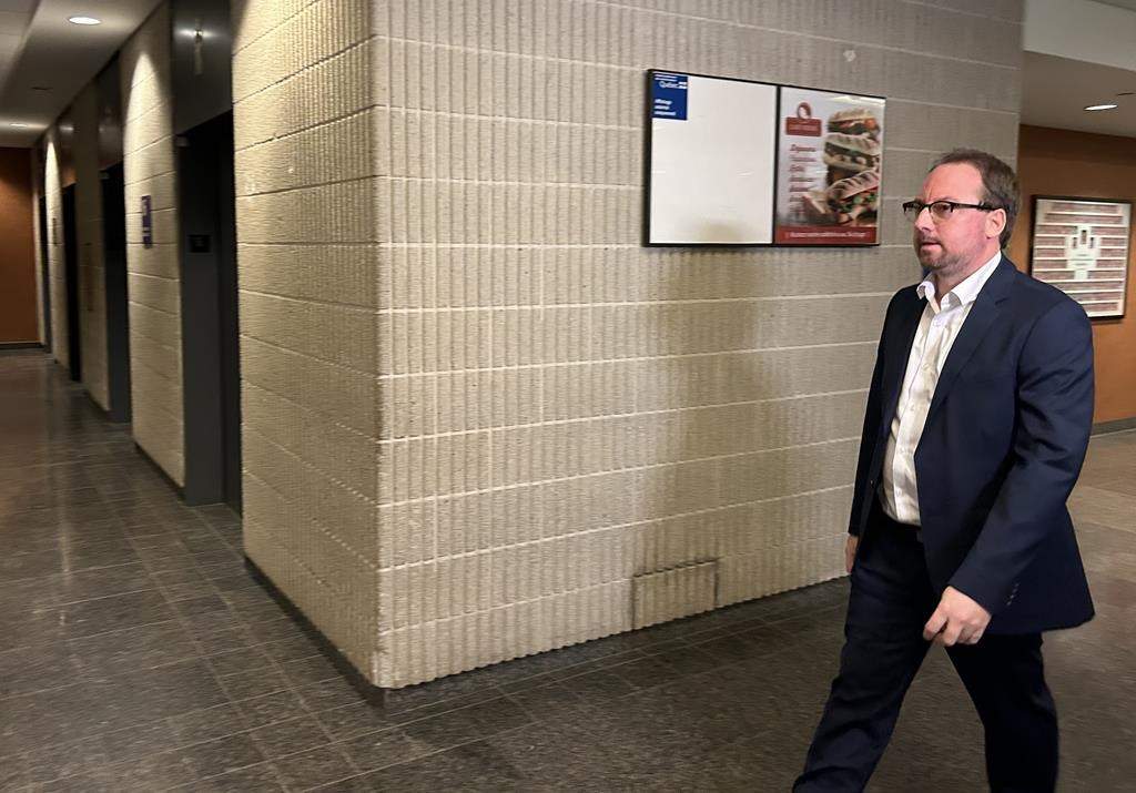 A Quebec Superior Court judge has ruled that a hearing this week for a man suing provincial police will not be subject to a blanket ban as sought by the government but will be decided case by case. Jonathan Bettez is shown at court in Montreal on Monday, Jan. 22, 2024. THE CANADIAN PRESS/Sidhartha Banerjee.