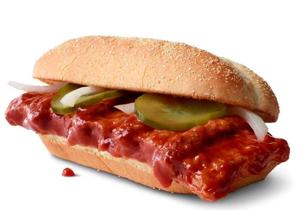 This photo provided by McDonald's shows the McRib sandwich.