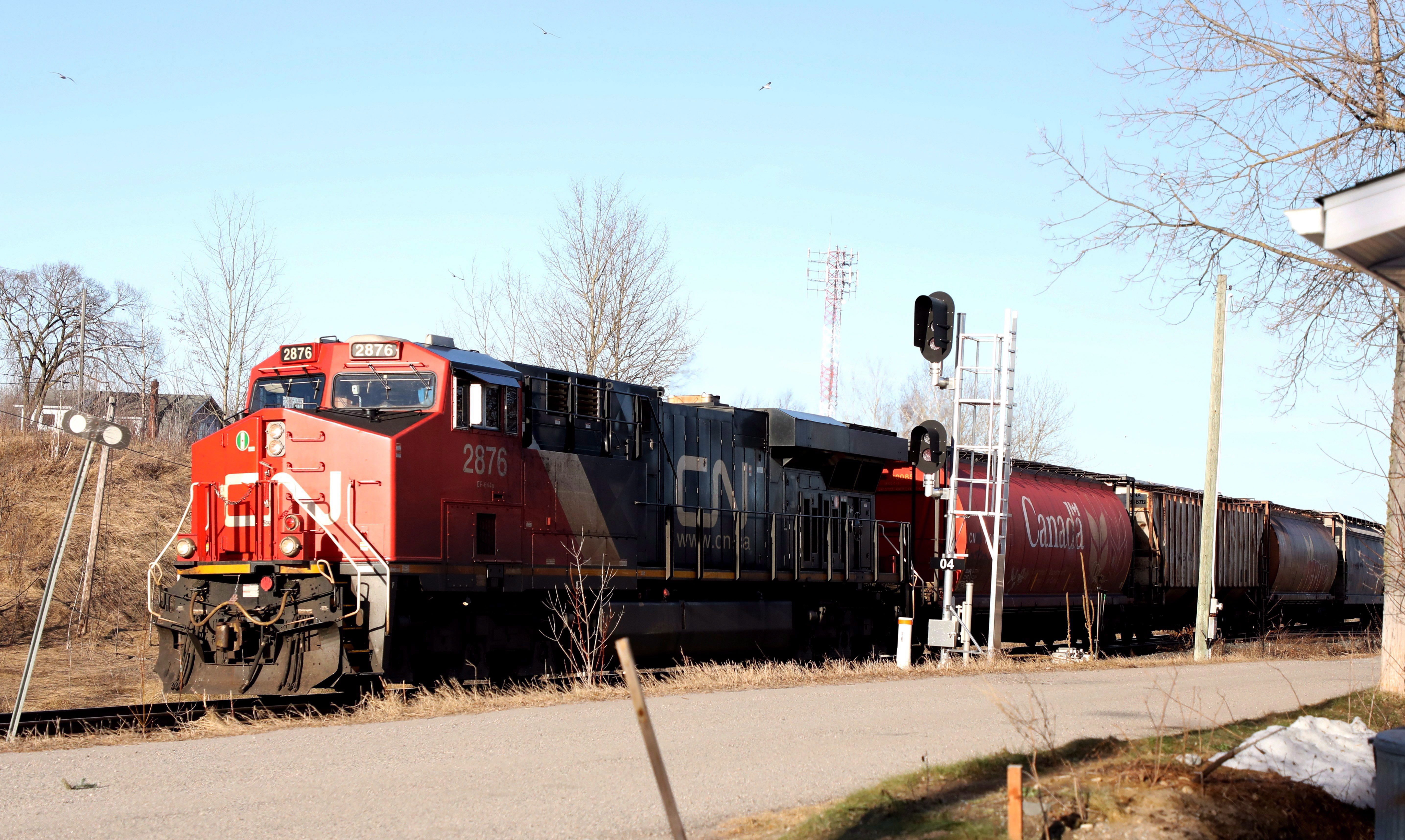 A CN Rail freight train rumbles through Sioux Lookout, Ont., on Monday, April 23, 2018.