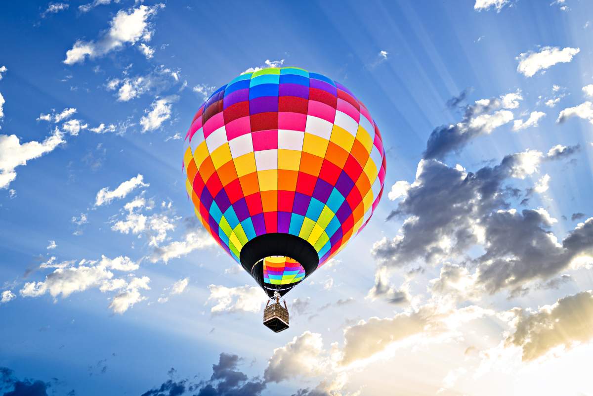A hot air balloon in the sky.