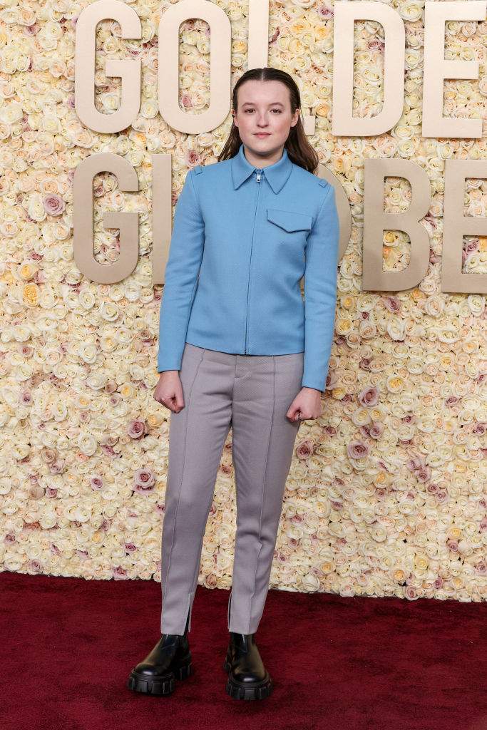 Bella Ramsey at the 81st Golden Globe Awards held at the Beverly Hilton Hotel on January 7, 2024 in Beverly Hills, California.
