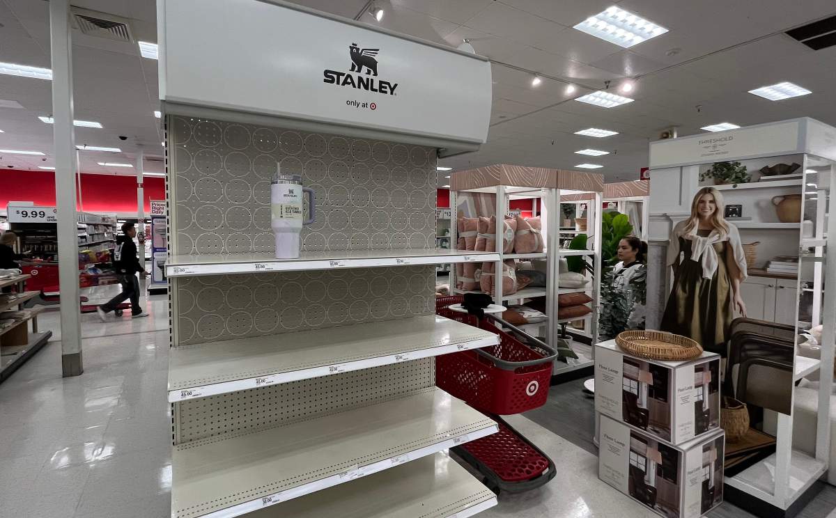 There was only one Stanley Cup left on the shelf at the Target in West Hills on Monday, January 9, 2024.