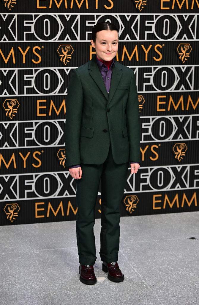 Bella Ramsey arrives for the 75th Emmy Awards at the Peacock Theatre at L.A. Live in Los Angeles on January 15, 2024.