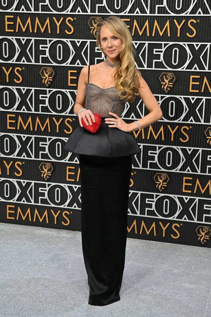 Juno Temple arrives for the 75th Emmy Awards at the Peacock Theatre at L.A. Live in Los Angeles on January 15, 2024.