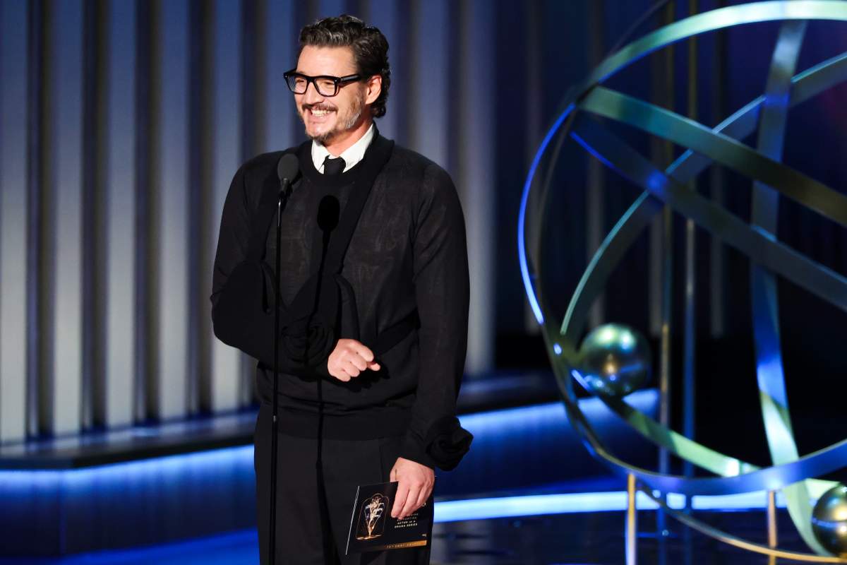 Pedro Pascal speaks onstage during the 75th Primetime Emmy Awards at Peacock Theater on January 15, 2024 in Los Angeles, California.