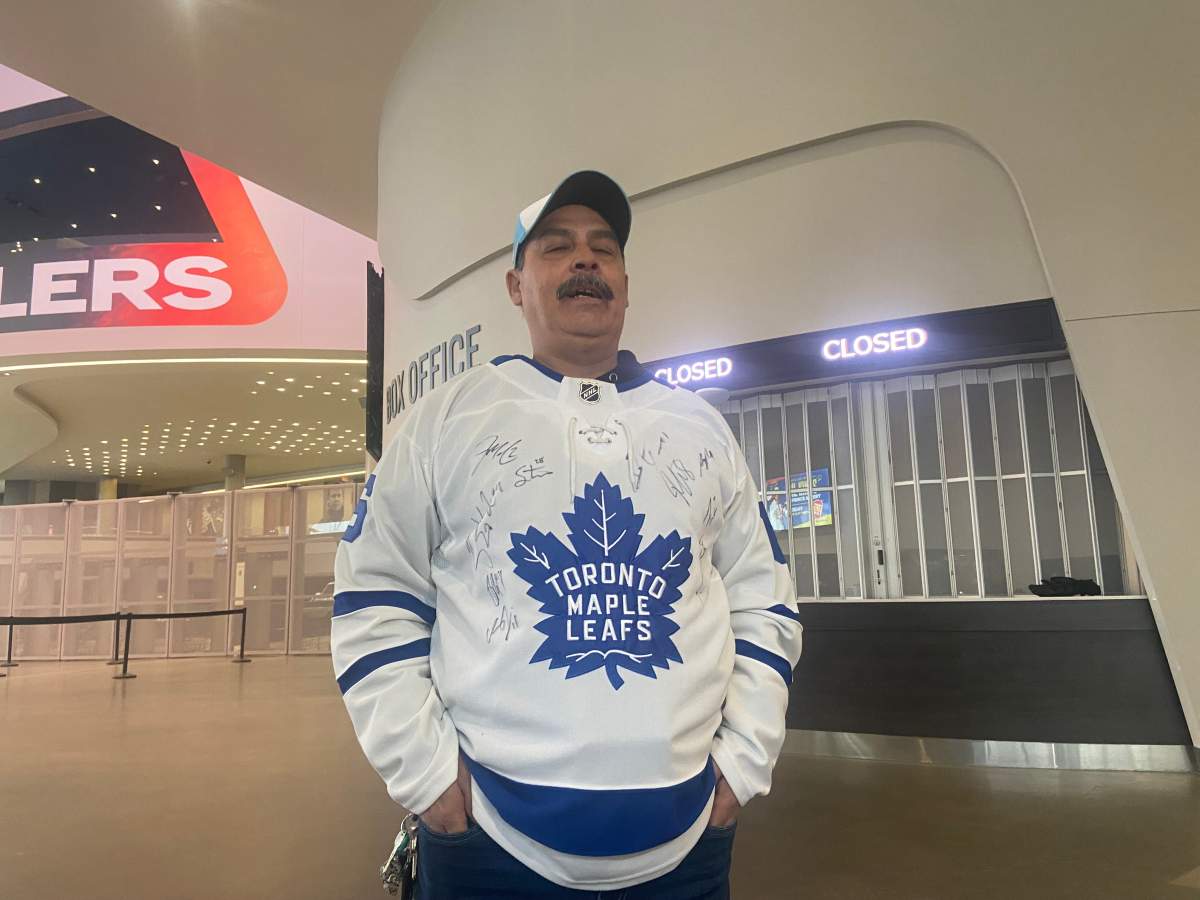 Toronto Maple Leafs fan attending Edmonton Oilers game, Jan. 16, 2024