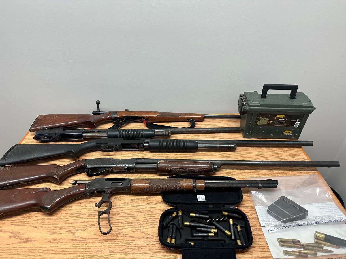 Oxford House RCMP in Manitoba say they seized weapons after shots were reported at a residence there on Sunday. No injuries were reported.