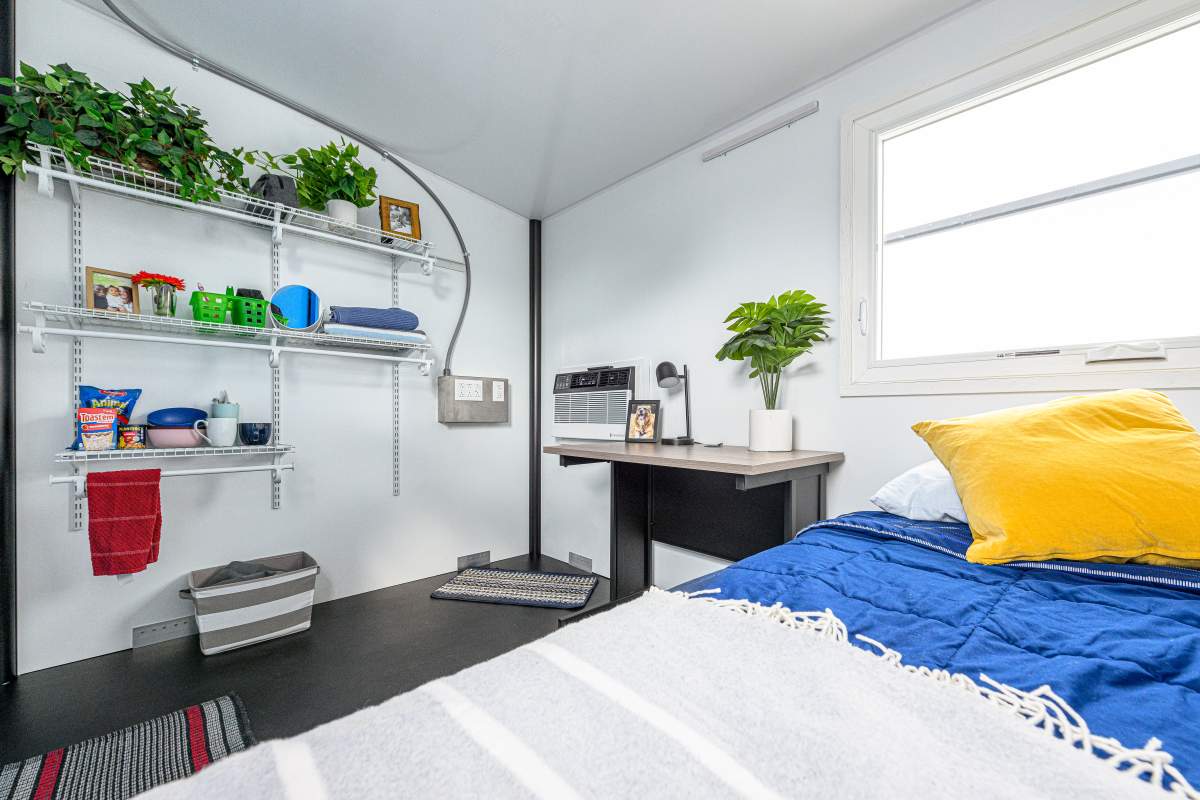 Each unit is equipped with heat, light, air conditioning and a bed.