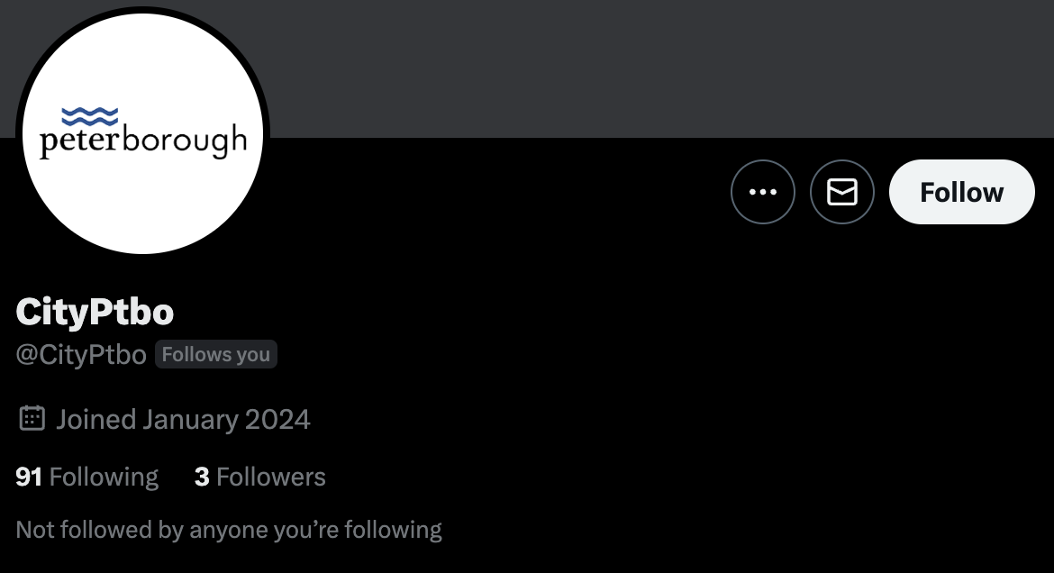 The City of Peterborough says its social media account on X was hacked and taken over on Jan. 14, 2024. The city has regained access to the account.