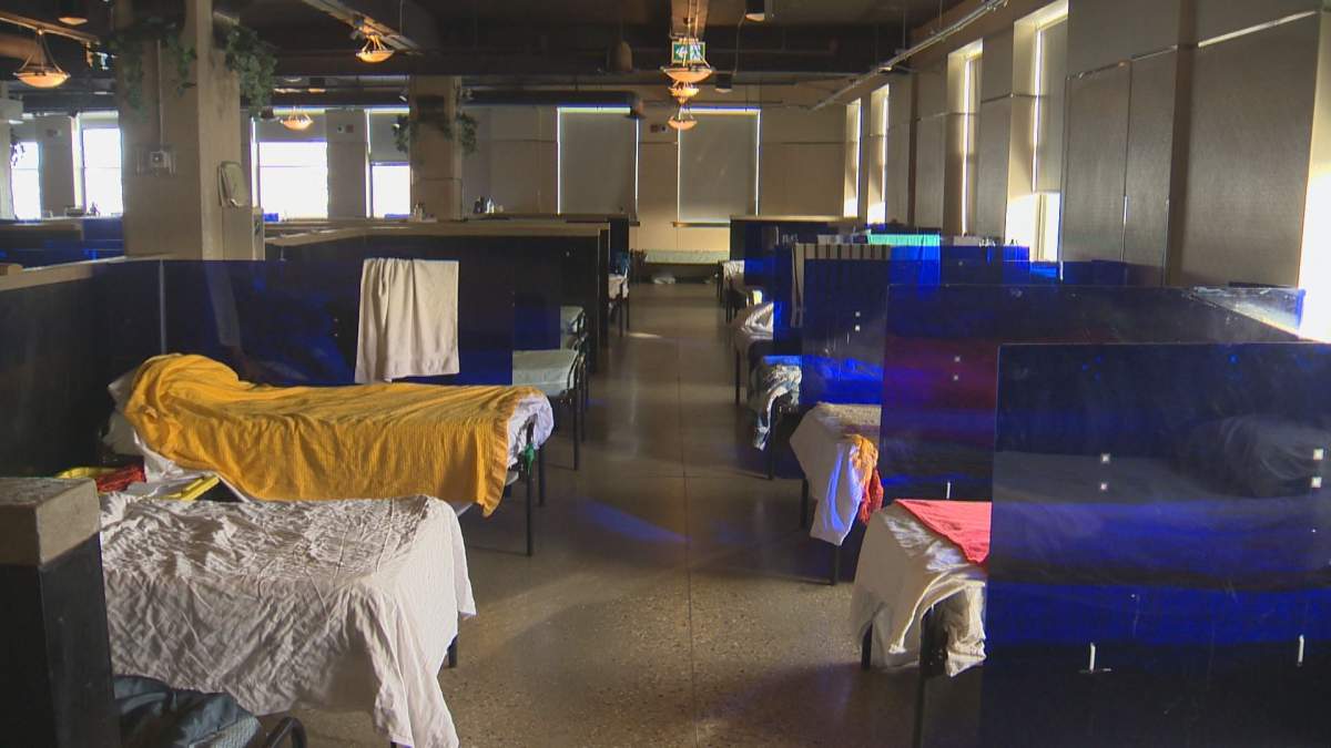 Beds lined up at the Siloam Mission shelter in Winnipeg, on Jan. 12, 2024.