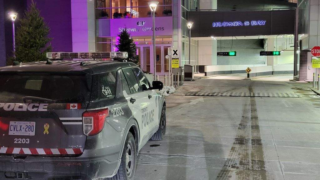 Toronto Police Service at Sherway Gardens after a retail robber on Jan. 17, 2024.