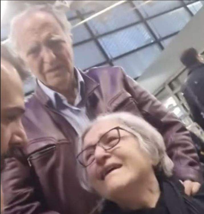 Photo of Tooran Shamsollahi at the airport in Tehran with her husband Ahmad Esmaeilion after she was told she couldn't leave the country, photo captured by a witness