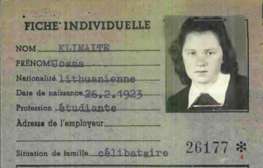 Joana Klimaite’s refugee card.