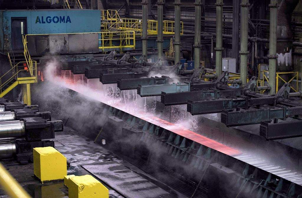 Algoma Steel Group Inc. says five workers were taken to hospital after an incident on Wednesday night at the north casthouse of its blast furnace complex. Steam rises as water is poured over hot steel at Algoma Steel in Sault Ste. Marie, Ont., on Wednesday, March 14, 2018. 