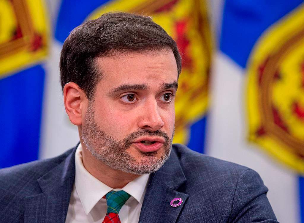 Health Minister Zach Churchill responds to questions in Halifax on Monday, March 8, 2021. Nova Scotia's Liberal leader is committing to drop the provincial portion of the harmonized sales tax by two per cent if elected, as a measure to assist citizens with the rising costs of basic necessities ranging from food to housing. 