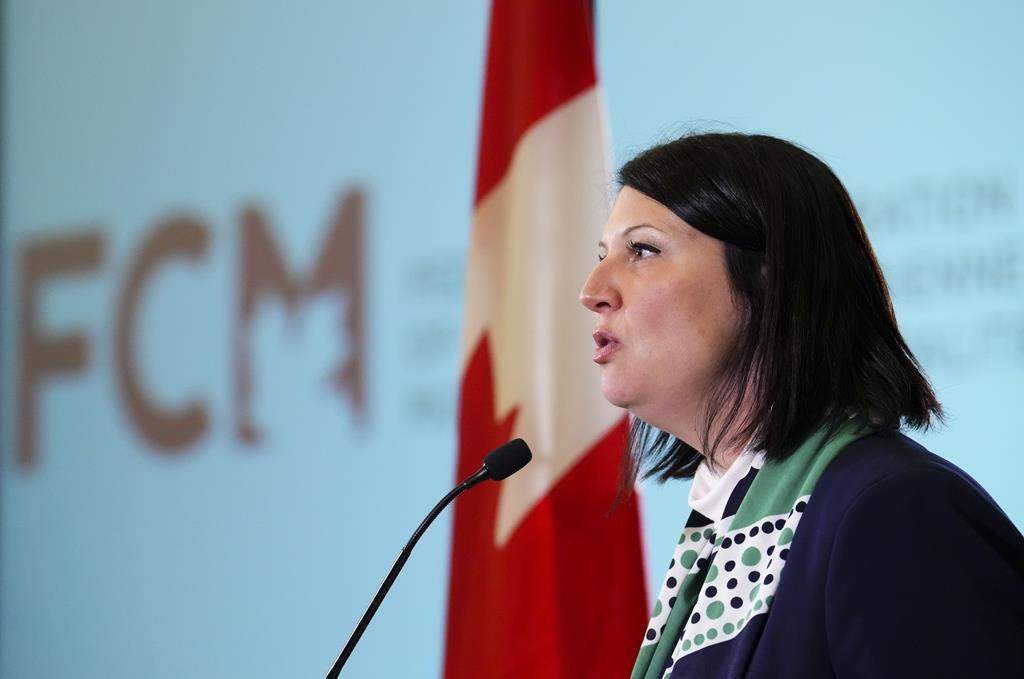 Gatineau Mayor France Belisle takes part in a news conference in Ottawa, on Monday, Dec. 5, 2022. Belisle has resigned her post, citing a difficult climate for municipal politicians in the province. THE CANADIAN PRESS/Sean Kilpatrick.