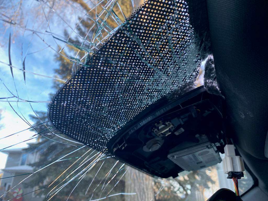 Angela Wu-Kemp was driving on Whitemud Drive near the 53 Avenue overpass in south Edmonton when a rock came through her windshield on Jan. 8, 2024.