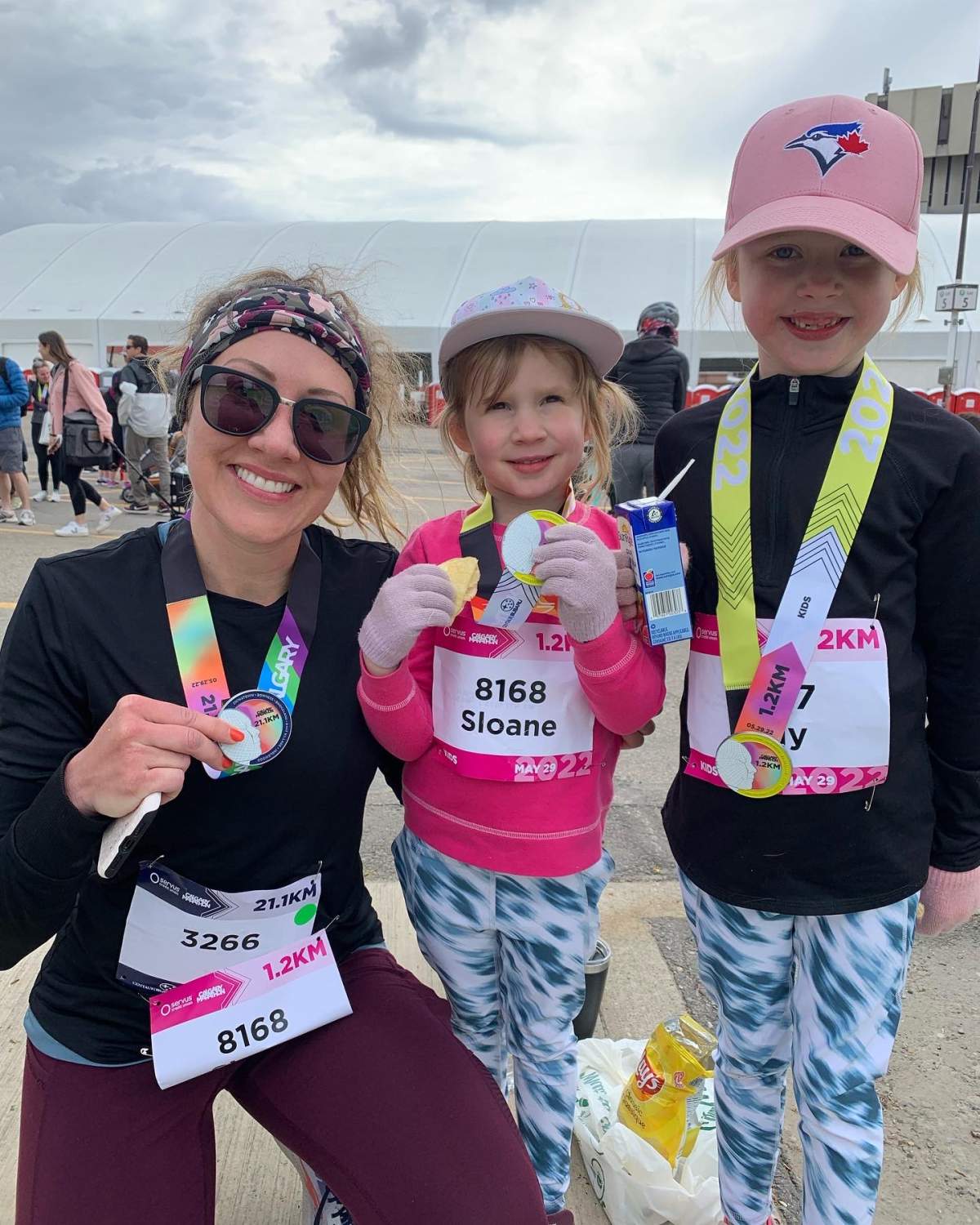 The Masikewich sisters ran in the Calgary Marathon in 2021.