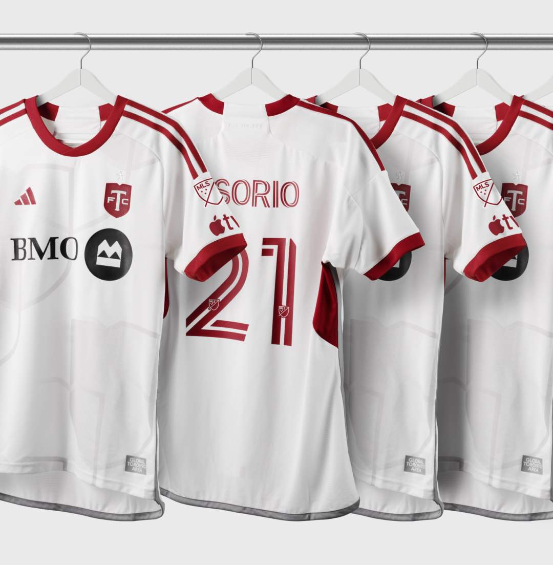 Toronto FC unveiled its new so-called “community kit” on Thursday, Feb. 15, 2024. The MLS club will primarily wear the new uniform for away games.