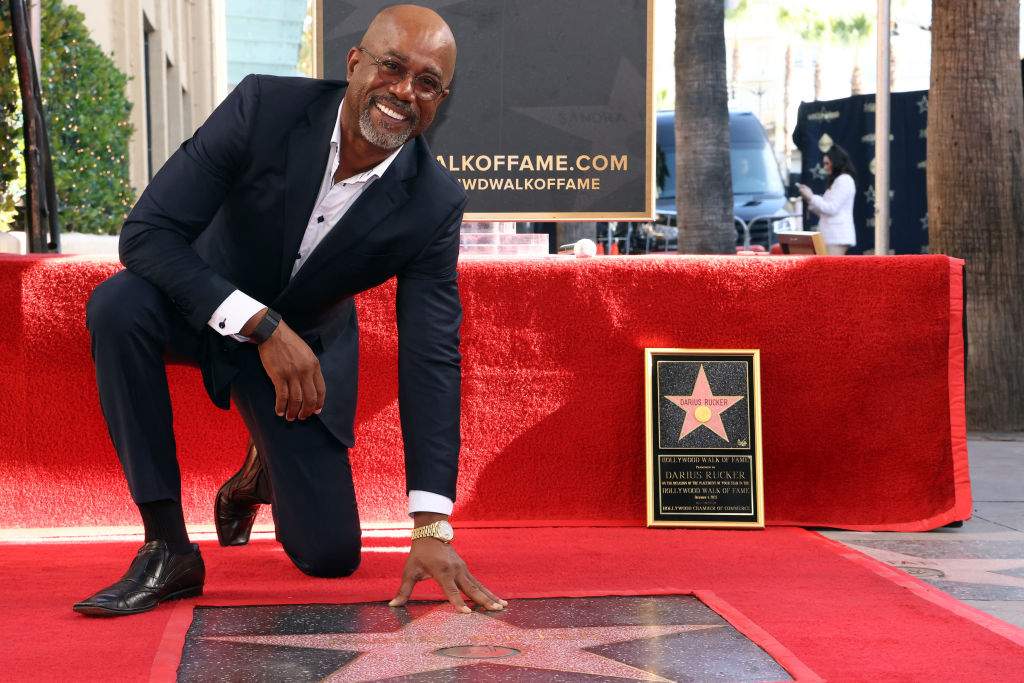 Darius Rucker poses for a photo with his newly unveiled Hollywood Walk of Fame star in Hollywood, Calif., on Dec. 4, 2023.