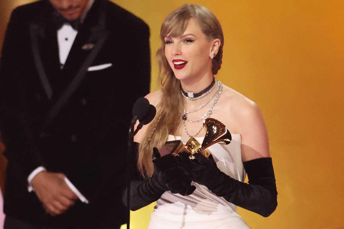 Taylor Swift accepts the "Best Pop Vocal Album" award for "Midnights" onstage during the 66th GRAMMY Awards at Crypto.com Arena on February 04, 2024 in Los Angeles, California.