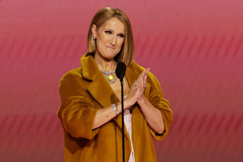 Celine Dion speaks onstage during the 66th GrammyAwards at Crypto.com Arena on February 4, 2024 in Los Angeles, California.