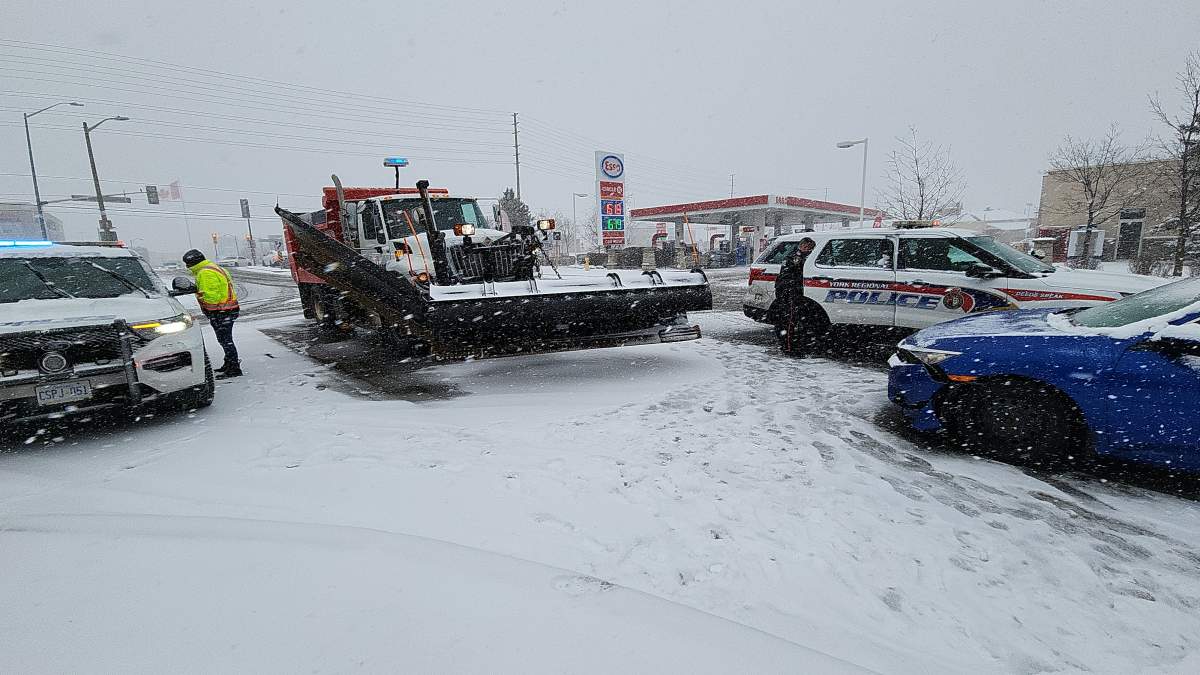 Crash involving a snowplow on Feb. 15, 2024.