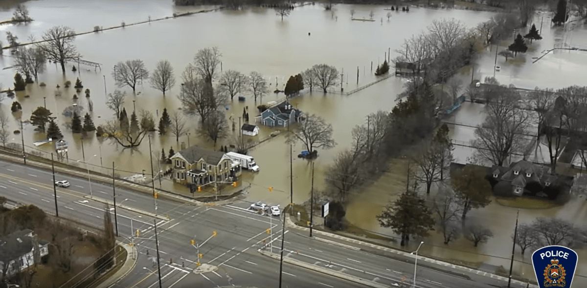 A shot of the 2018 flood in the area of Adelaide and Windermere.