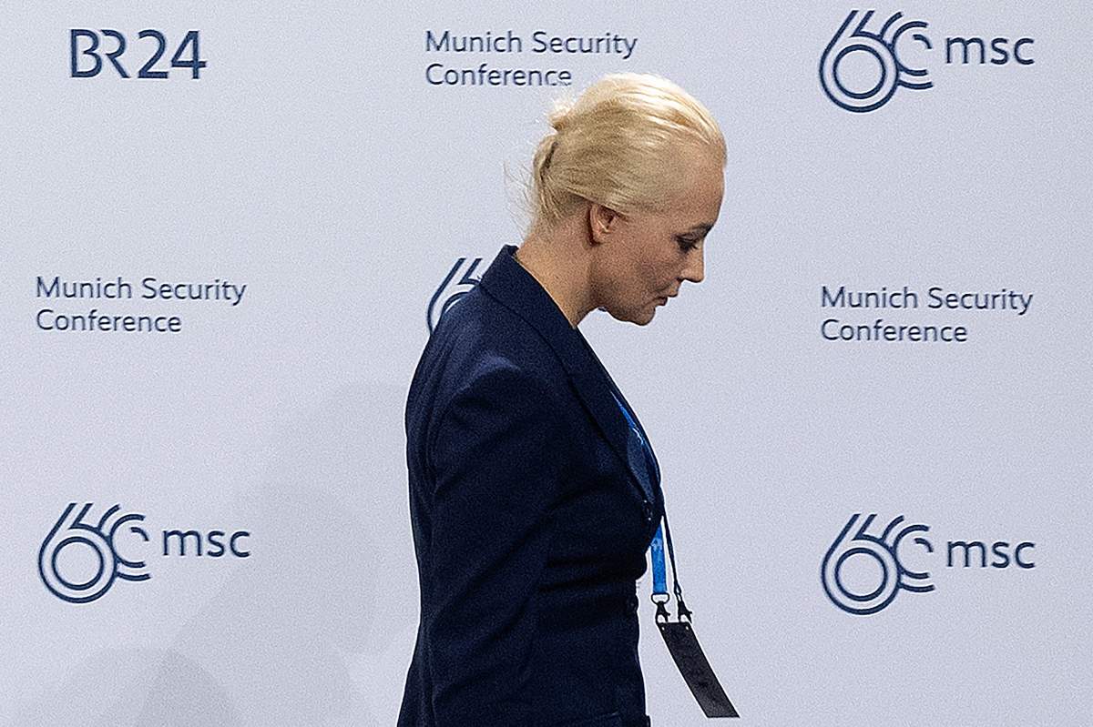 Yulia Navalnaya, wife of Russian opposition leader Alexei Navalny, leaves the Munich Security Conference, in Munich, Germany, Friday, Feb. 16, 2024. Navalny, who crusaded against official corruption and staged massive anti-Kremlin protests as President Vladimir Putin’s fiercest foe, died Friday in the Arctic penal colony where he was serving a 19-year sentence, Russia’s prison agency said. He was 47. (Sven Hoppe/dpa via AP)