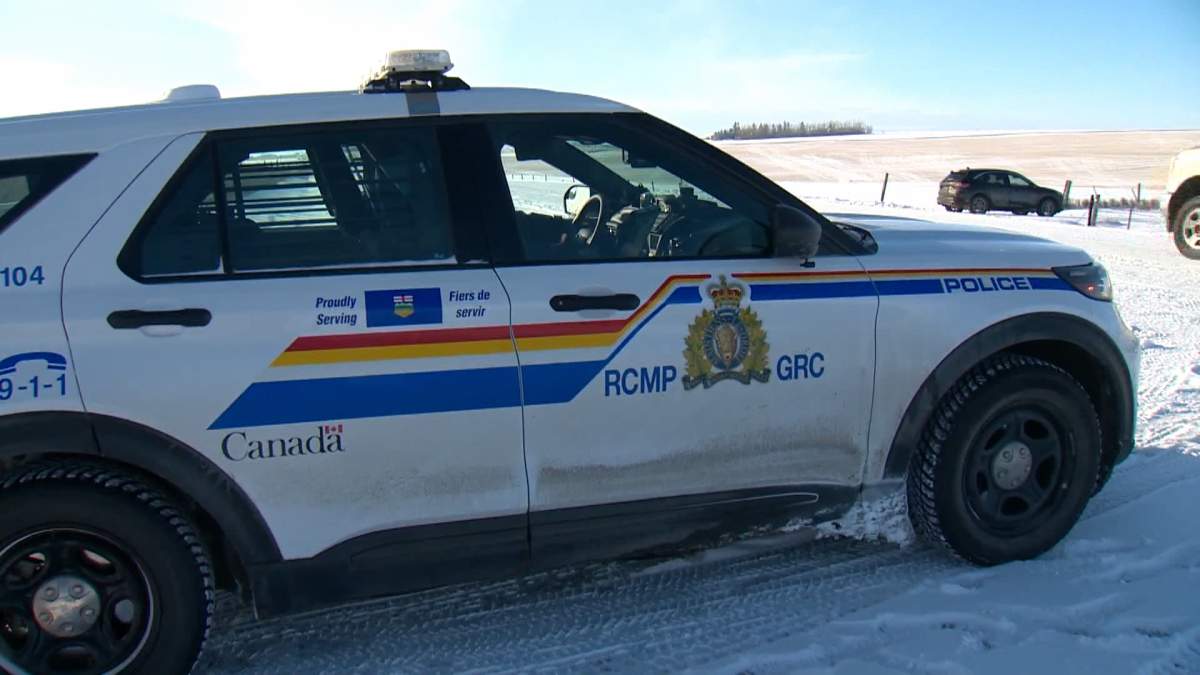 Two people were taken into custody after residents west of Carstairs, Alta., were asked to shelter in place amid a search for the suspects Friday, Feb. 9, 2024.