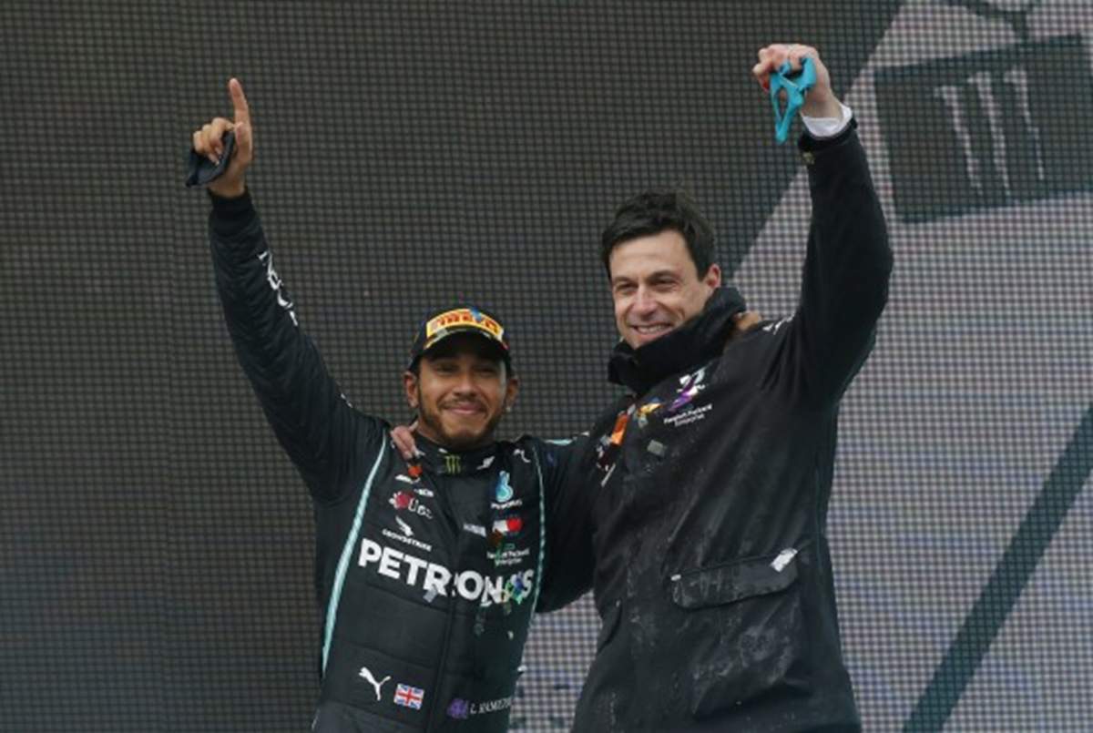 Lewis Hamilton and Toto Wolff.