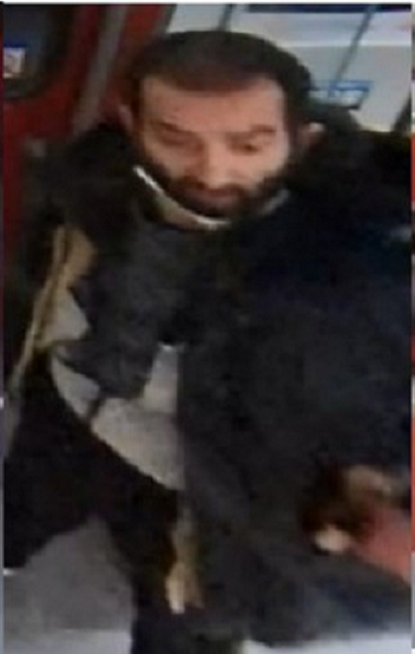 Police say at the time of the incident the suspect was wearing a black winter jacket, beige-yellow zippered sweater, black pants, and black shoes.