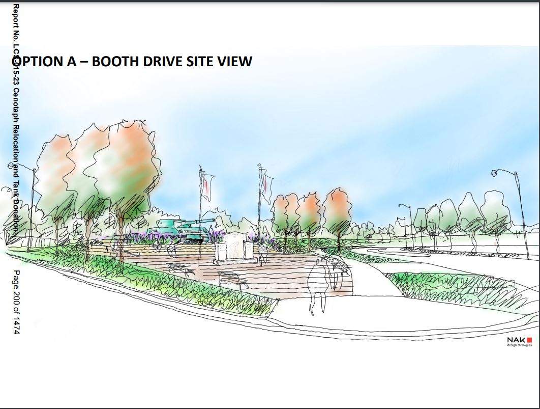 Renderings of a war memorial