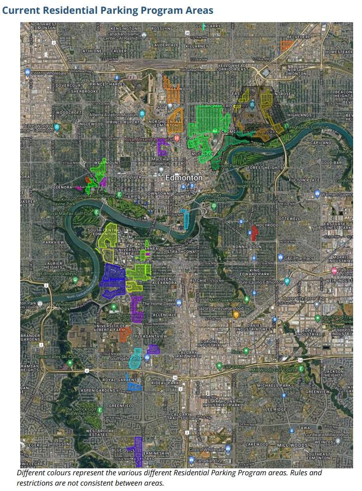 Edmonton residential parking program areas