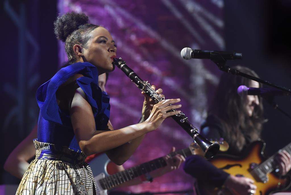 <div>Montreal folk singer Allison Russell has been forced to cancel or postpone some tour dates after being caught in stormy winter weather in Western Canada. Russell performs during the Americana Honors & Awards show, in Nashville, Tenn., Sept. 22, 2021. THE CANADIAN PRESS/AP-Mark Zaleski</div>.