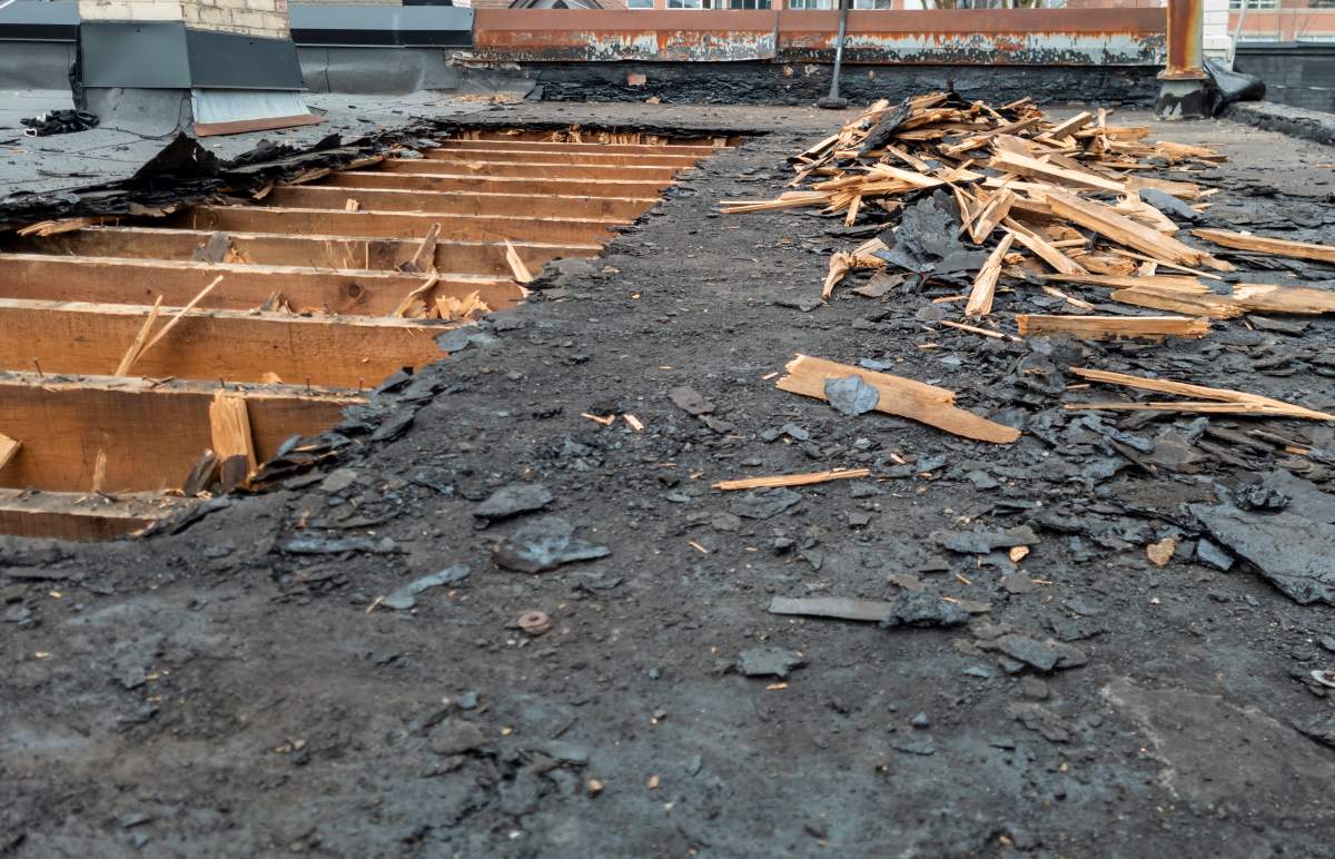A gaping hole was left in Stuart's roof.
