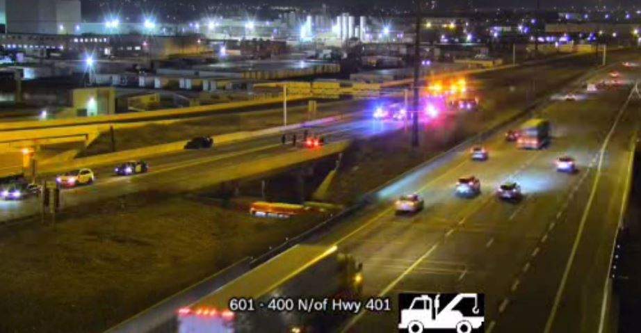 View of the closure on Highway 400 on March 14, 2024.