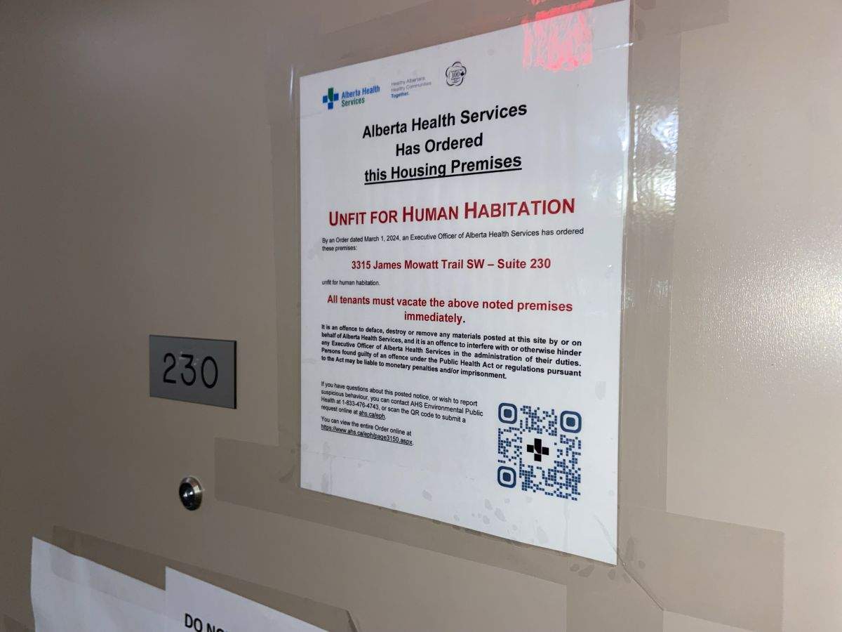 According to ALERT, the condo has since been deemed uninhabitable by Alberta Health and "will require extensive remediation."