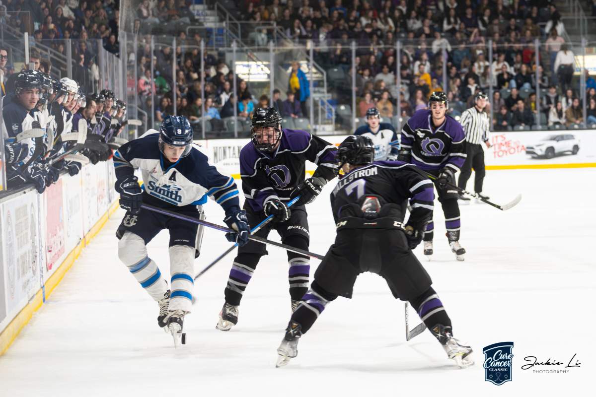 The Cure Cancer Classic saw players from Queen University’s engineering and commerce departments duking it out in a hockey game to raise funds for cancer research.