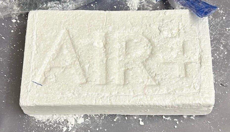 A cocaine brick seized in an Edmonton police drug trafficking investigation.