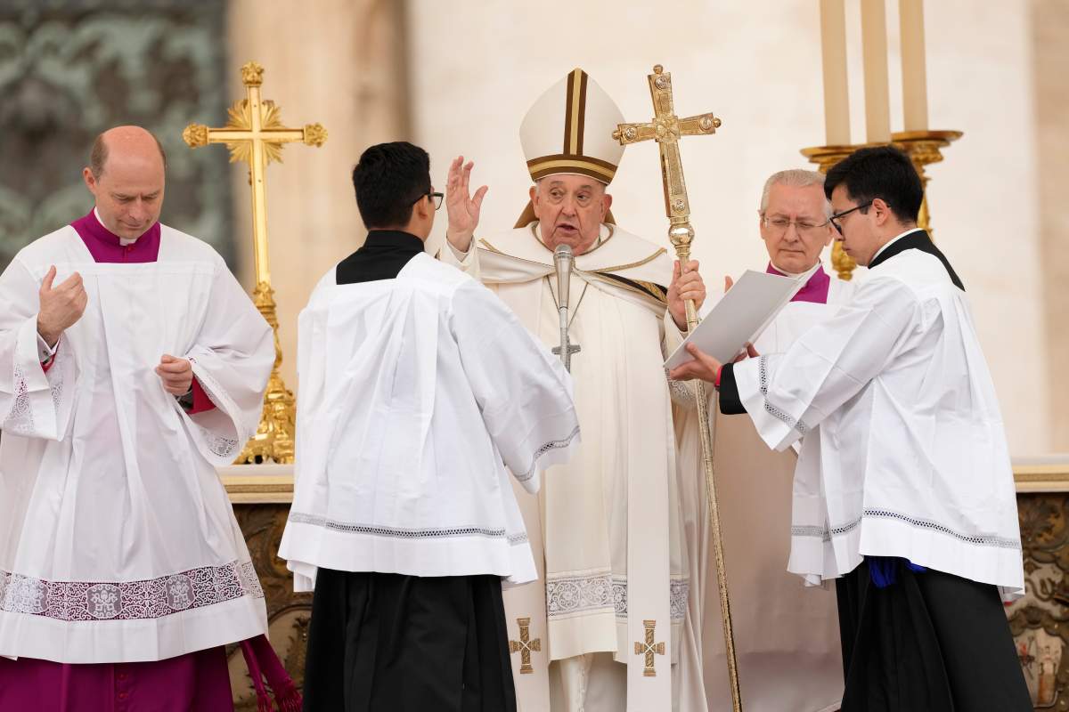 Pope Francis celebrates Easter mass in St. Peter’s Square at the Vatican, Sunday, March 31, 2024.