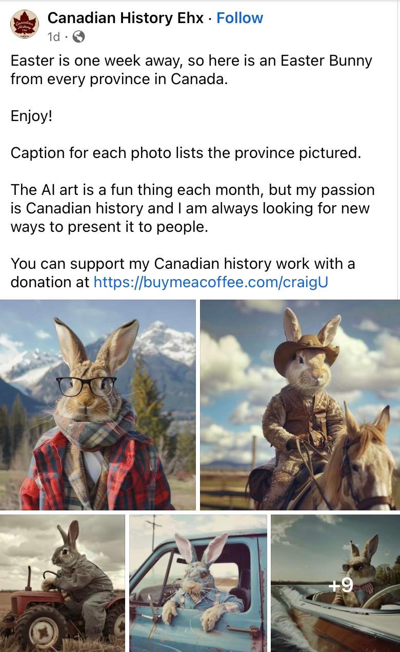 An AI-generated Easter Bunny by province aims to show how vast and diverse Canada is.