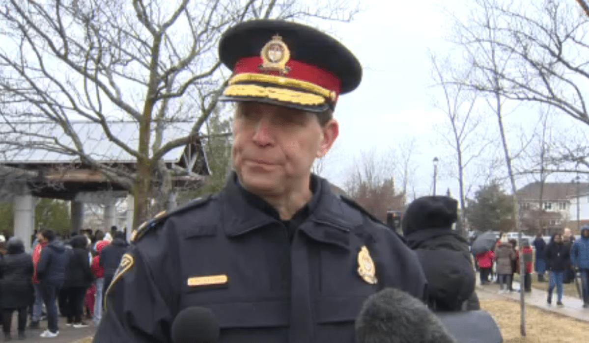 Ottawa police chief Eric Stubbs attends a vigil Saturday for the six victims of a mass killing this week.