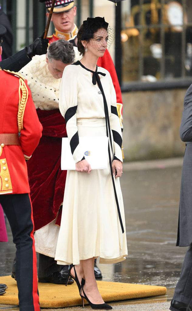Rose Hanbury, Marchioness of Cholmondeley departs Westminster Abbey after the Coronation of King Charles III and Queen Camilla on May 06, 2023 in London, England