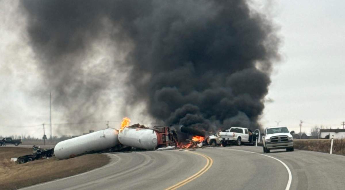 The scene of a serious collision on Highway 825 near Boysdale Road, north of Fort Saskatchewan, on Tuesday, March 26, 2024.